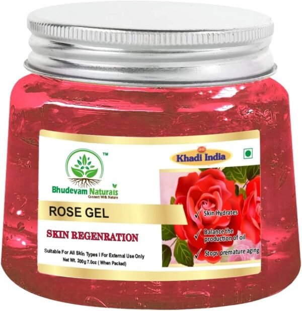 Bhudevam Naturals Rose Gel – Hydrating & Skin Regenerating Face Gel for Glowing, Nourished Skin
